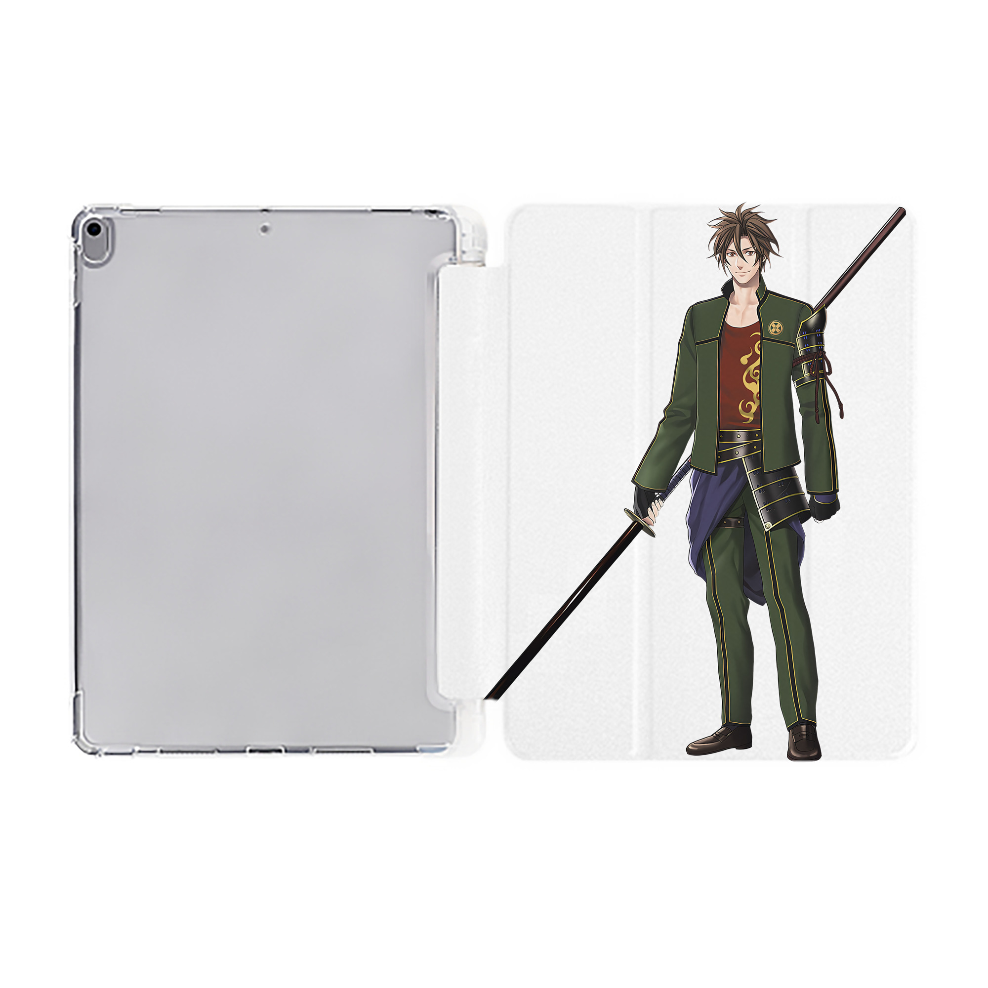 （画像用） 刀剣乱舞 Touken Ranbu IPad ケース ペン収納付き 三つ折りスタンド PUレザー×シリコン 対応機種9.5/10.5/10.9インチ